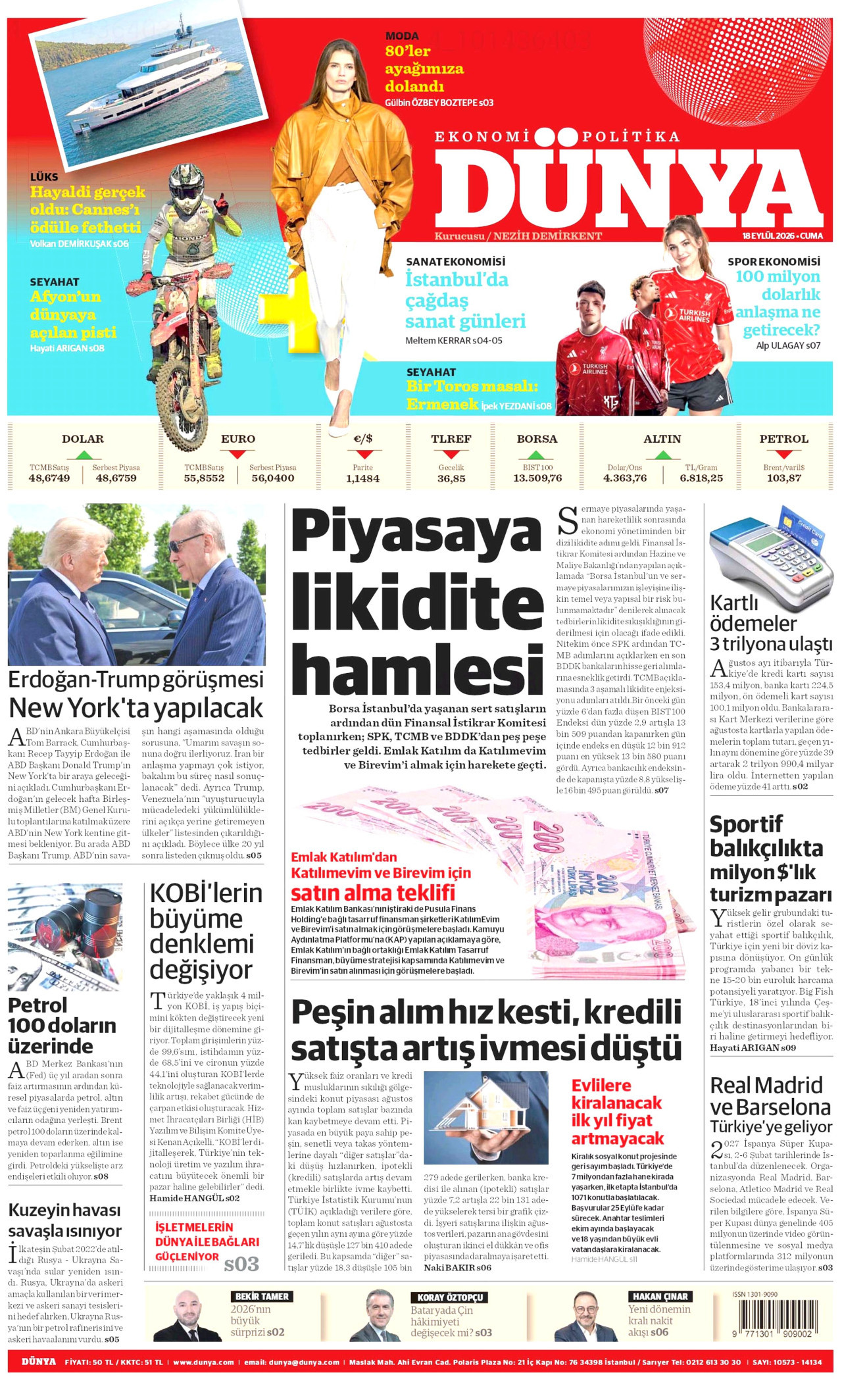 Dünya Gazetesi gazetesi manşeti